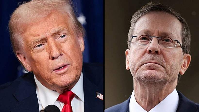 נשיא המדינה יצחק הרצוג ונשיא ארה"ב דונלד טראמפ