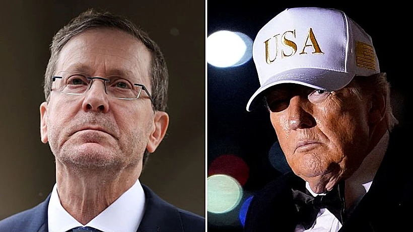 נשיא המדינה יצחק הרצוג ונשיא ארה"ב דונלד טראמפ