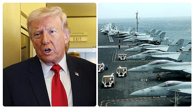 דונלד טראמפ ונושאת מטוסים אמריקנית במצר הורמוז