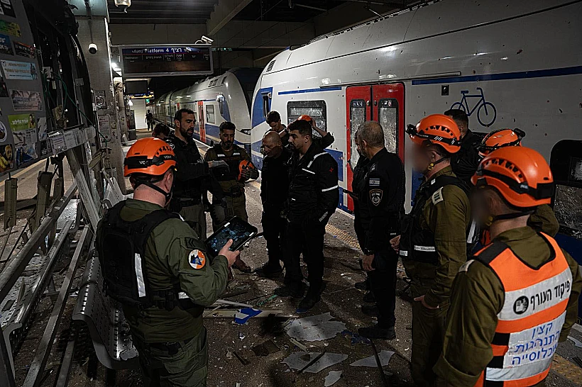 זירת הפגיעה בתחנת הרכבת סבידור-מרכז בתל אביב