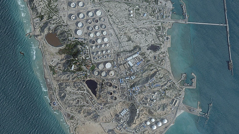 צילום לוויין של האי ח'ארג