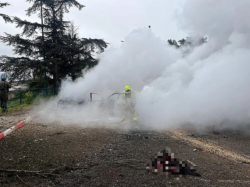 זירת הפגיעה הישירה ברכב באצבע הגליל