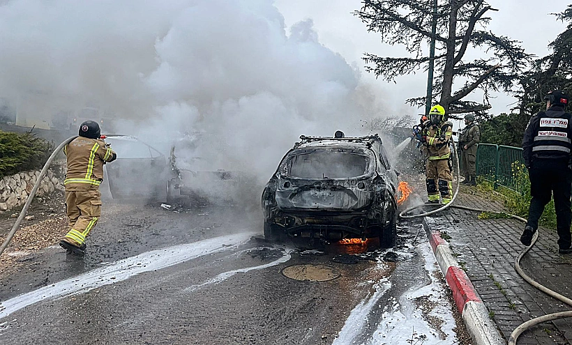 זירת הפגיעה הישירה ברכב באצבע הגליל