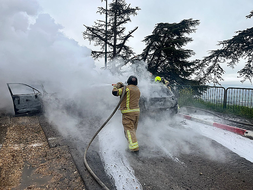 זירת הפגיעה הישירה ברכב באצבע הגליל