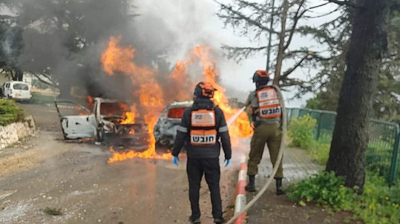 זירת הפגיעה הישירה ברכב באצבע הגליל