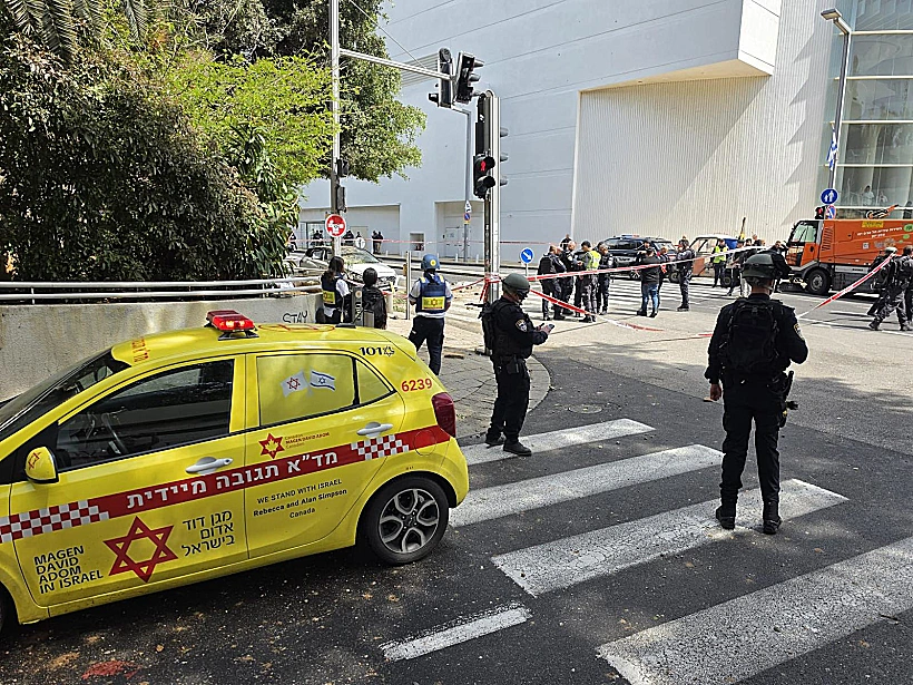 זירת פגיעת רסיס בתל אביב