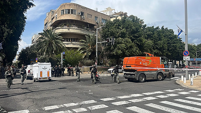 זירת נפילת רסיס באזור כיכר הבימה בתל אביב