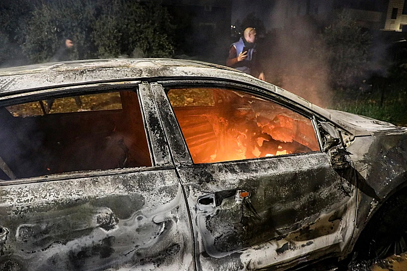 זירת ההצתה שביצעו מתנחלים בדיר אל-חטב סמוך לשכם