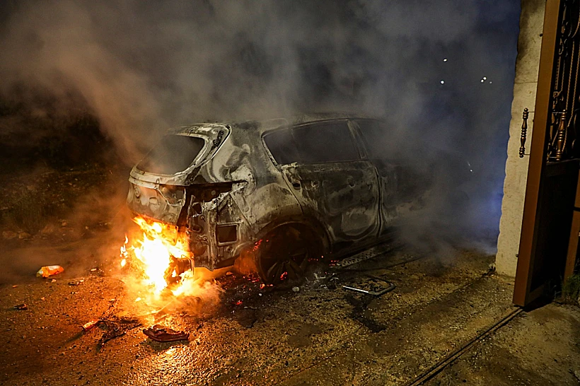 זירת ההצתה שביצעו מתנחלים בדיר אל-חטב סמוך לשכם