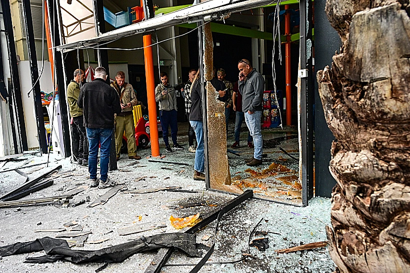 זירת נפילת שברי יירוט בקריית אתא