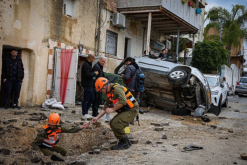 זירת נפילת שברי יירוט בכפר קאסם