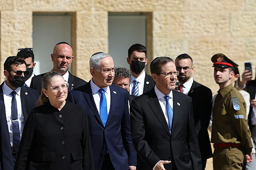 הנשיא הרצוג ורה"מ נתניהו בטקס ביד ושם