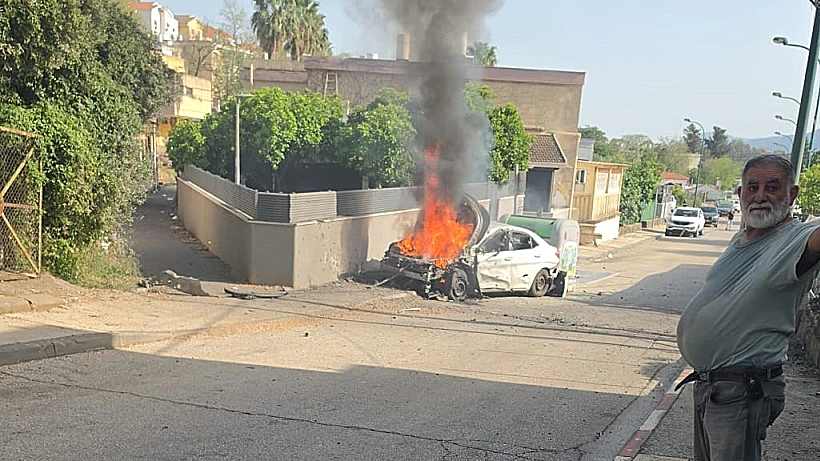 הרכב שנפגע בזירת הנפילה בצפון