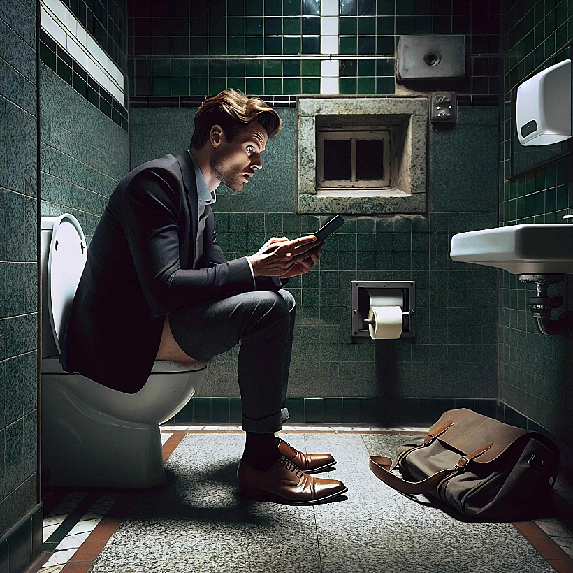 יושב בשירותים בלילה