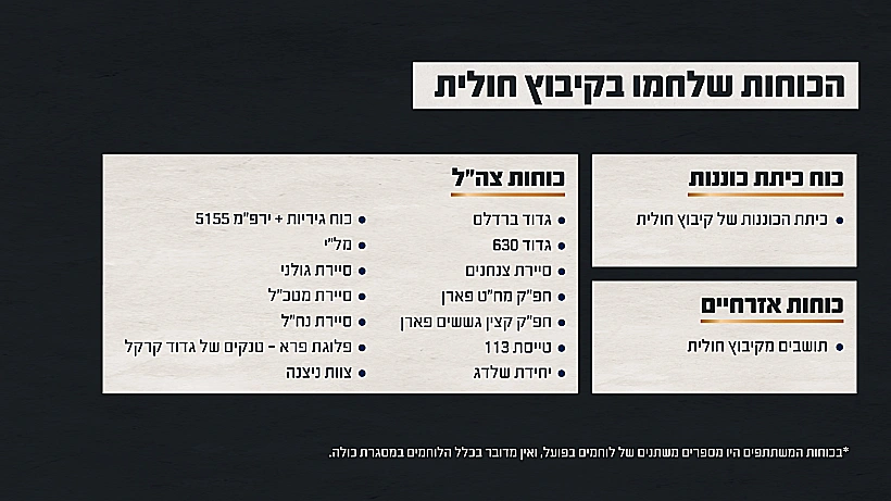 תחקיר הטבח והקרב בקיבוץ חולית, הכוחות הלוחמים