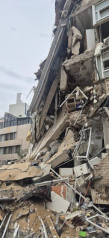 הבניין ההרוס בפלורנטין שבתל אביב, שקרס ערב הדף פגיעת טיל איראני