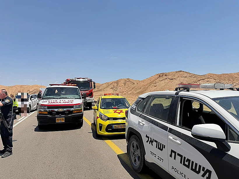 זירת התאונה בה נהרג רוכב האופנוע בכביש 31 סמוך לים המלח