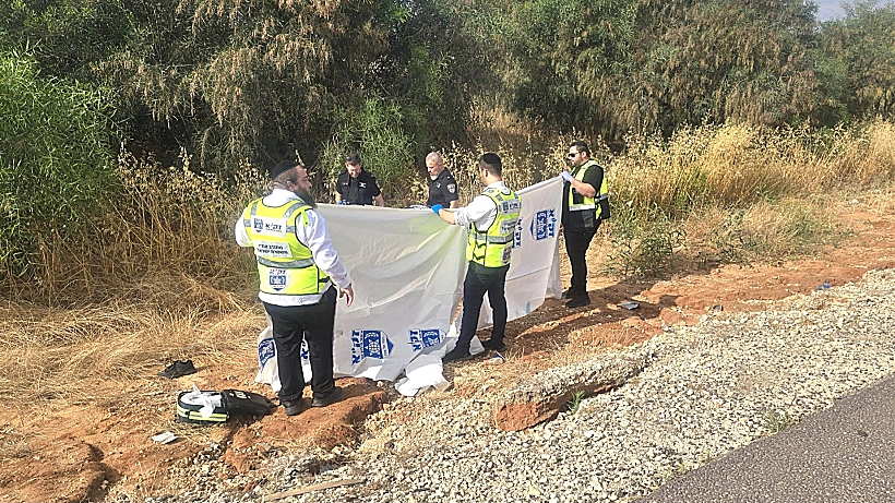 זירת תאונת הפגע וברח ליד אשקלון