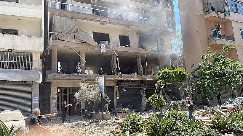 הרס בדאחייה שבביירות בעקבות התקיפה הישראלית