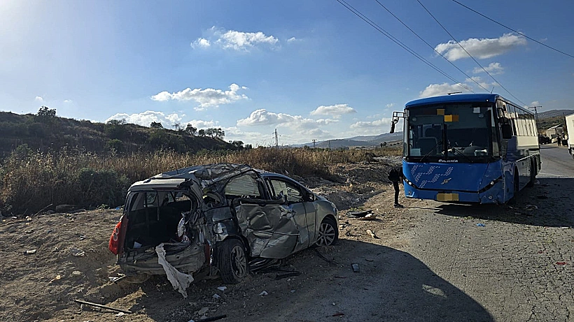 זירת התאונה ליד שבי שומרון
