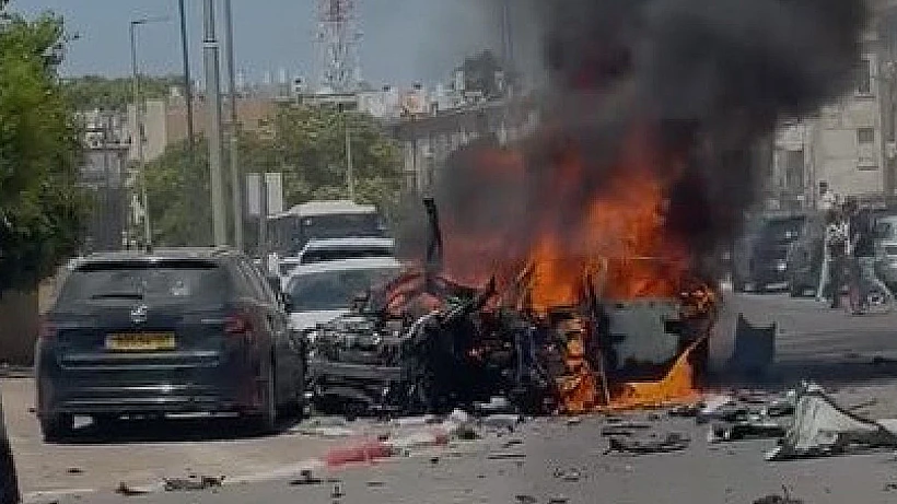 זירת פיצוץ הרכב בקריית גת