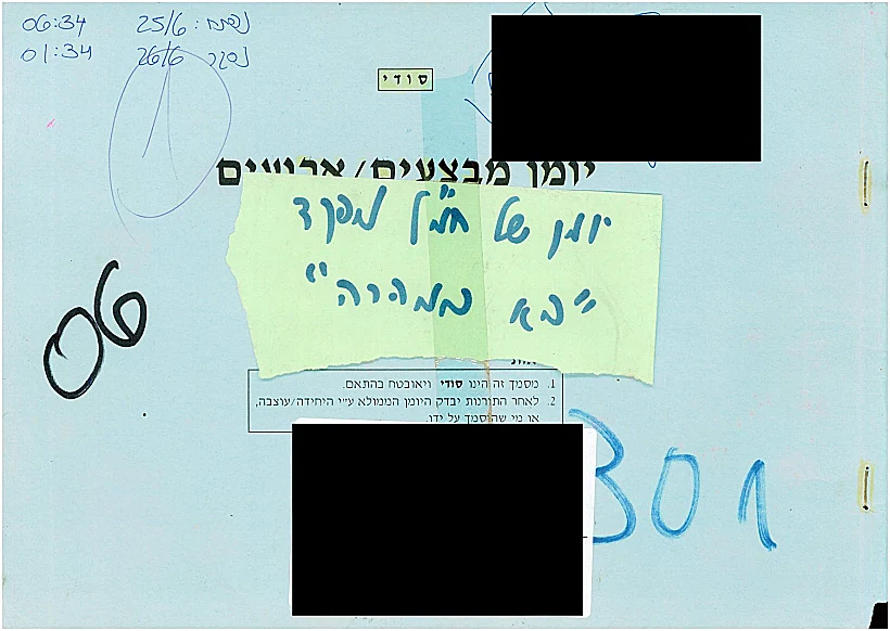יומן המבצעים מיום חטיפתו של גלעד שליט
