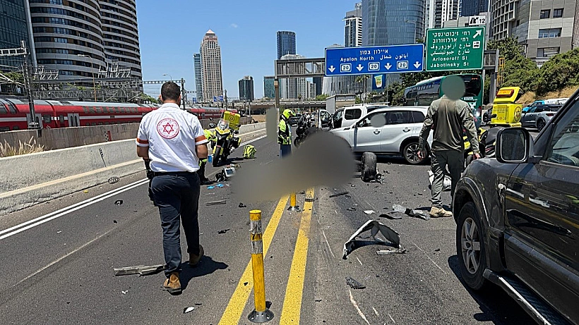זירת התאונה באיילון