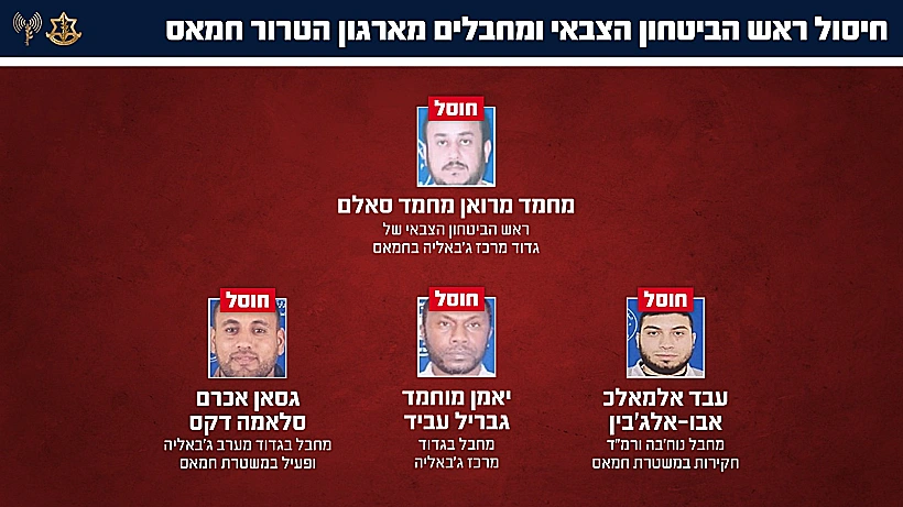 מחבלי חמאס שחוסלו בתקיפות צה"ל בצפון רצועת עזה