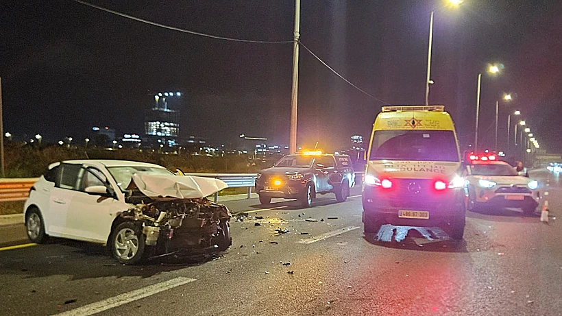 זירת תאונת הדרכים בכביש 20, סמוך למחלף גלילות