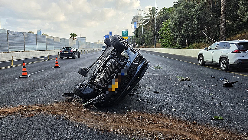 זירת תאונת הדרכים בנתיבי איילון