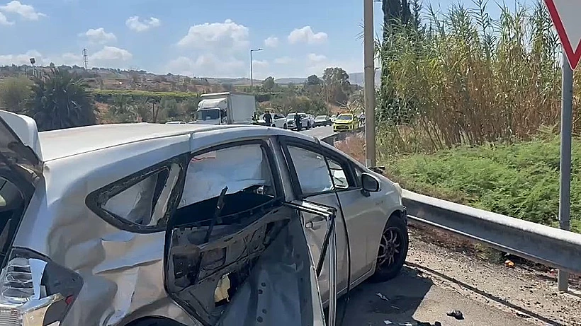 זירת התאונה בכביש 92 ליד הכנרת