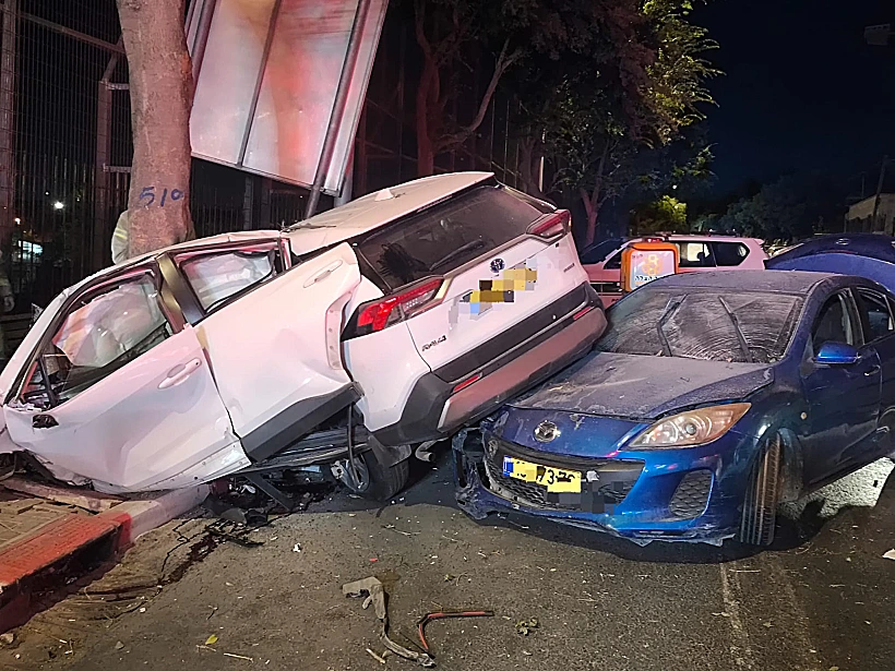 זירת התאונה של גנב הרכב בירושלים