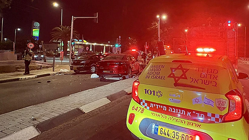 זירת תאונת הדרכים בכביש 4, סמוך לכניסה לעין כרמל