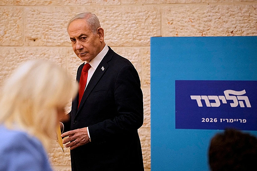 רה"מ בנימין נתניהו מצביע בפריימריז של הליכוד