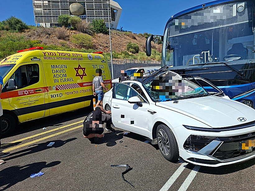 זירת התאונה במחלף קק"ל