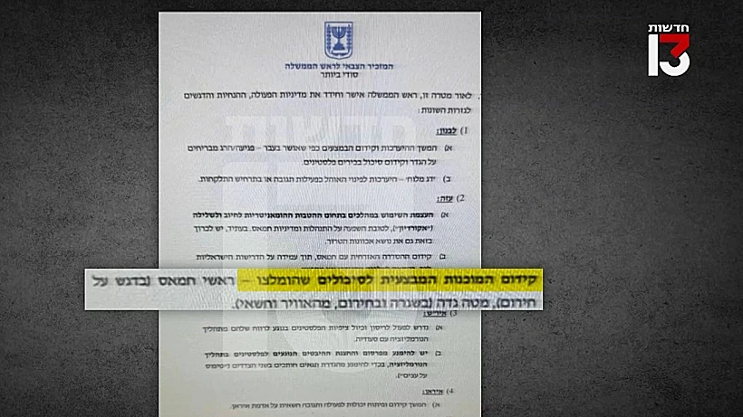 אחד המסמכים מדיוני הערכת המצב לפני 7.10