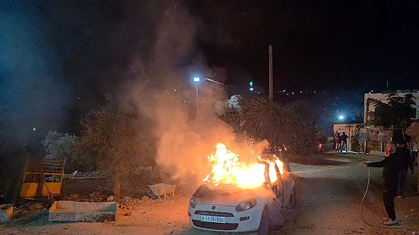 הצתת רכב בכפר אל-מוע'ייר צפונית לרמאללה