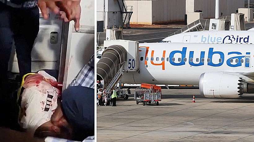 איש צוות פצוע, מטוס של פליי דובאי ממתין בנתב"ג