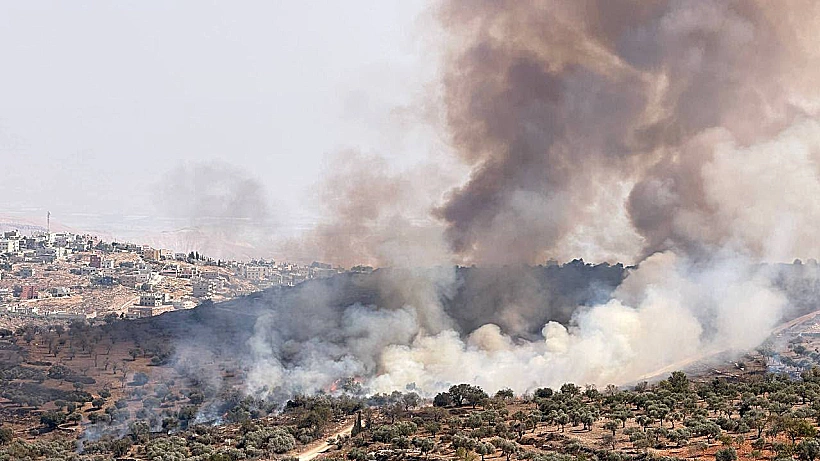 שריפה במטע זיתים בכפר קוסרה