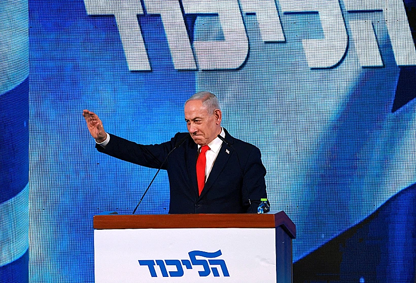 רה"מ בנימין נתניהו במטה הליכוד אחרי הבחירות