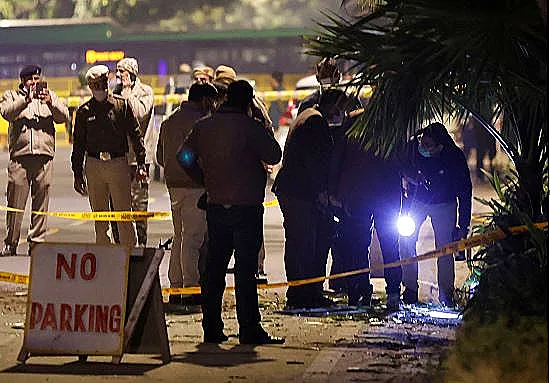 זירת הפיצוץ סמוך לשגרירות בניו דלהי, הודו