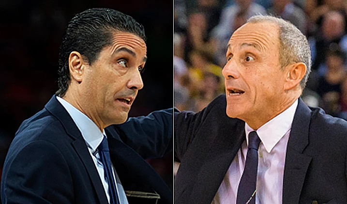 מאמן מכבי בכדורסל יאניס ספרופולוס, ומאמן מילאנו אטורה מסינה