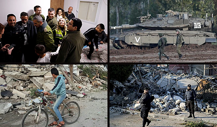 הריסות בעזה וכוננות בדרום