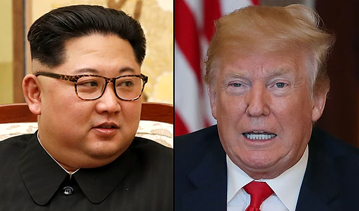 דונלד טראמפ וקים ז'ונג און