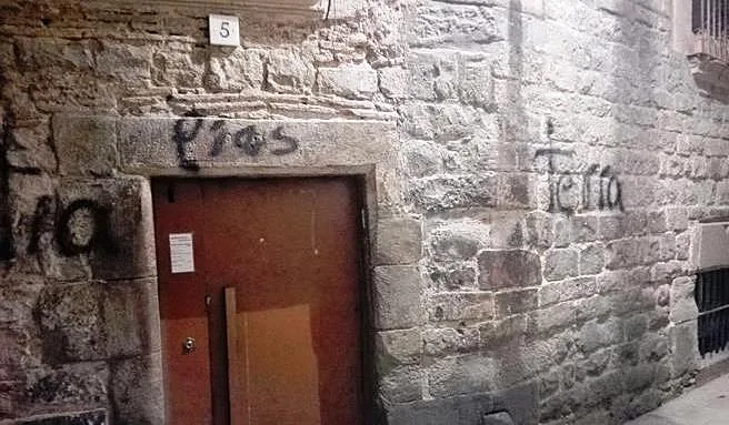 כתובות אנטישמיות על בית הכנסת העתיק בברצלונה