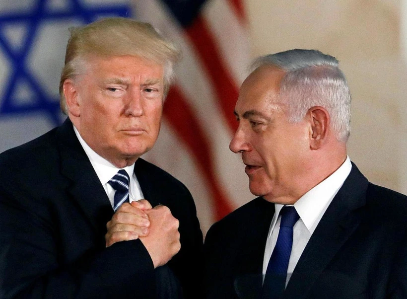 נשיא ארה''ב דונלד טראמפ וראש הממשלה בנימין נתניהו במוזיאון ישראל בירושלים