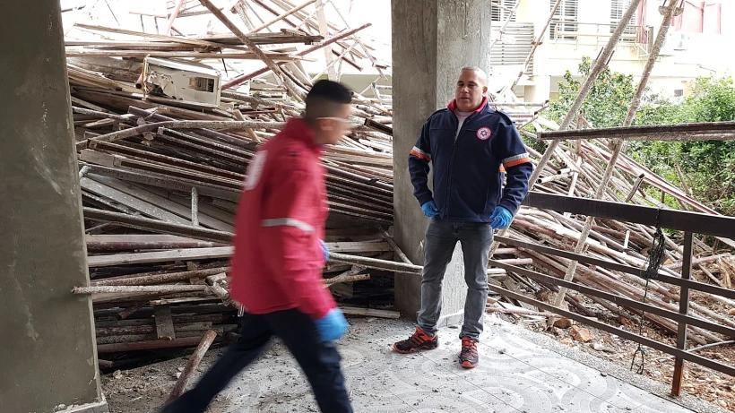 זירת קריסת הפיגום בחיפה