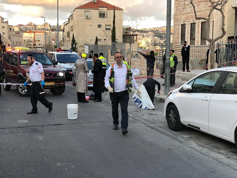 זירת התאונה קטלנית בעיר ביתר עילית בה ילד בן 3 נדרס למוות