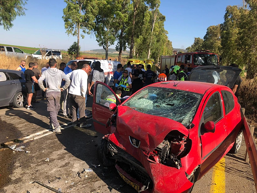זירת התאונה בכניסה לדבוריה