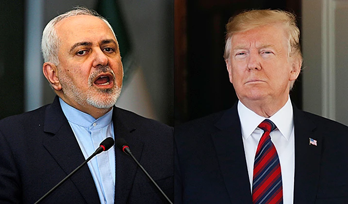 מוחמד ג'וואד זריף, שר החוץ של איראן ודונלד טראמפ, נשיא ארה''ב